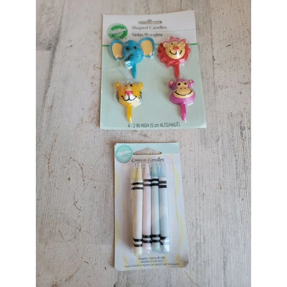 Zoo animal elephant lion crayon birthday‎ candle set unique